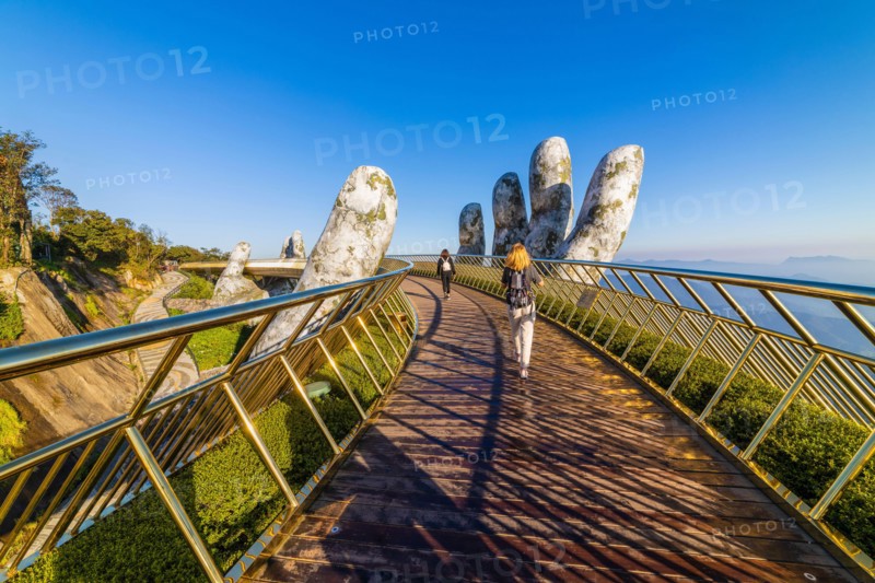 Golden bridge of the Hand of God in da Nang in Vietnam. January 16, 2020.