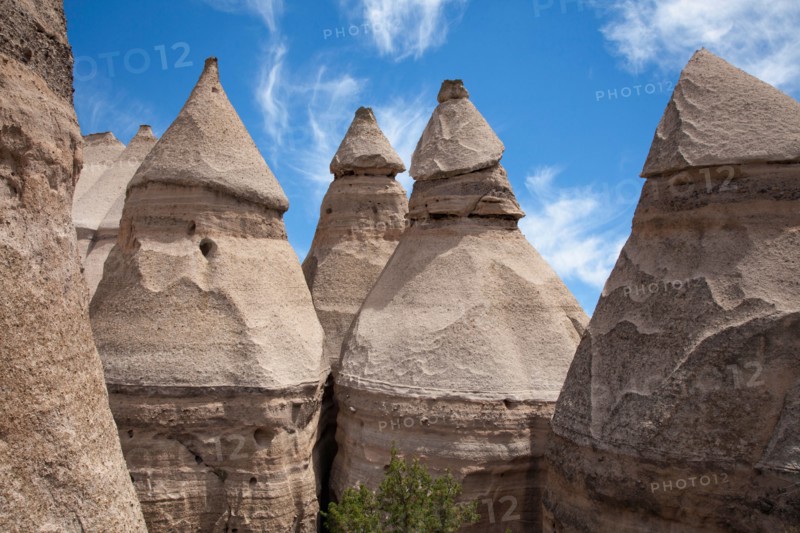 Unusual rock formations along the Slot Canyon Trail in Kasha-Katuwe Tent Rocks National Monument, New Mexico.