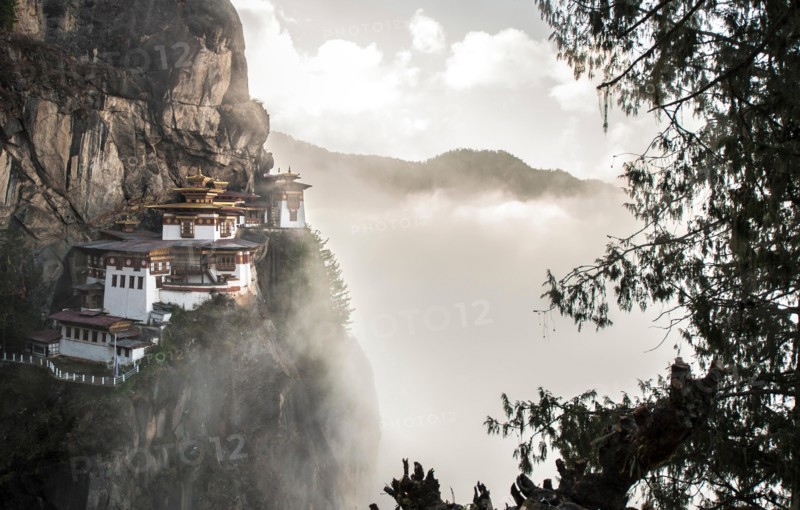 Tigers Nest Monastery (Paro Taktsang) also known as Taktsang Palphug Monastery, in Paro Valley, Bhutan. Taken at sunrise.