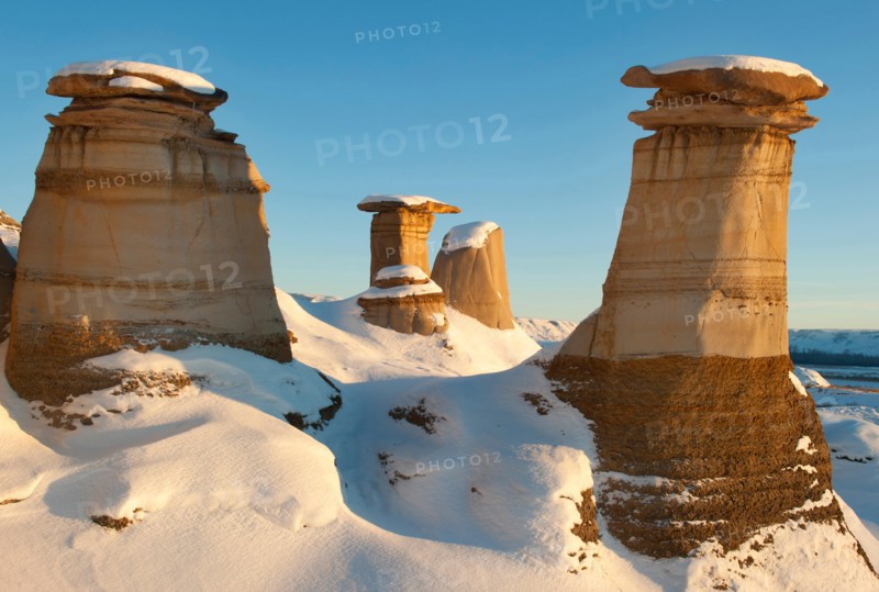 Drumheller Hoodoos, striking eroded badlands of Cretaceous sediments in area famous for dinosaur fossils, Drumheller, Alberta