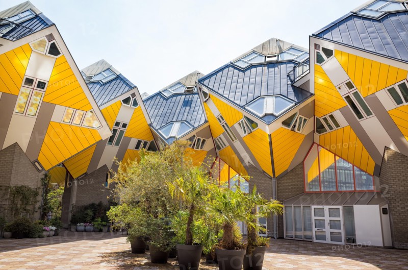 Cube houses (kubuswoningen) by architect Piet Blom in center of Rotterdam, Netherlands