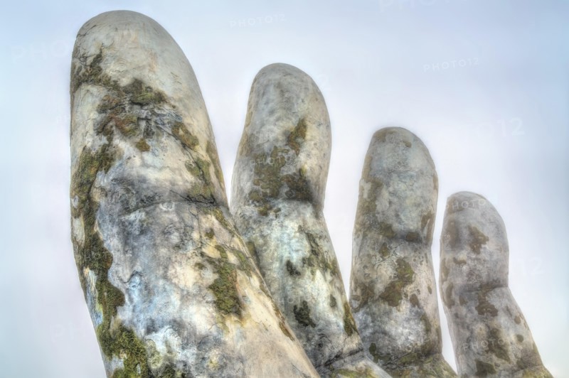 Giant hand supporting the Golden Bridge in Vietnam