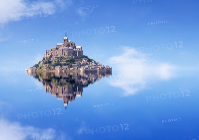 Le Mont Saint Michel, an UNESCO world heritage site in France, with reflection