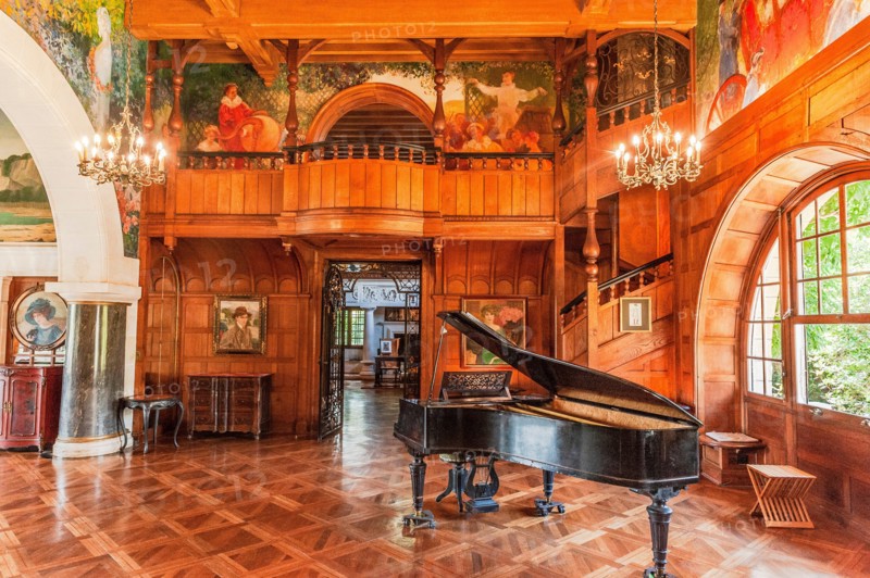 The Grand Hall of Villa Arnaga at Cambo-les-Bains, home to the poet Edmond Rostand, author of Cyrano de Bergerac; Pays Basque, France