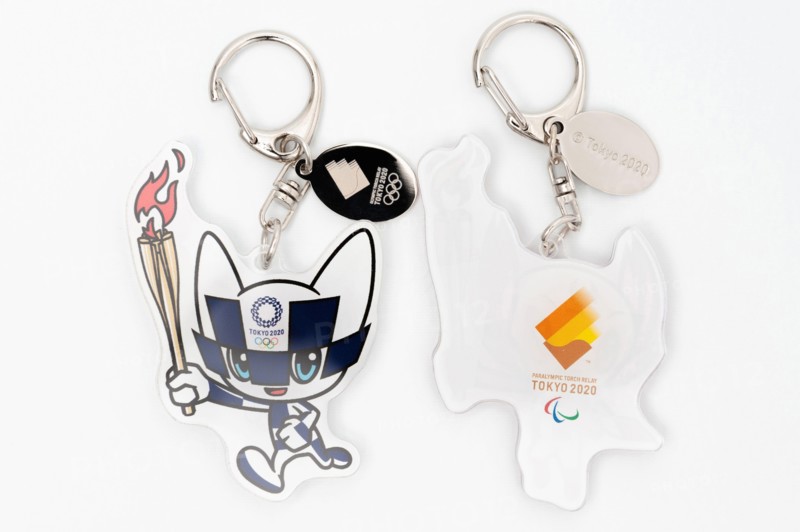 Tokyo, Japan - January 4, 2021: 2020 Tokyo Olympic Mascot Miraitowa (front) and Someity (back) keychain official licensed.