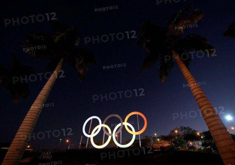 Rio de Janeiro-Brazil April 13, 2021, Olympic flag to mark the 100 days remaining for the TOKYO Olympic games