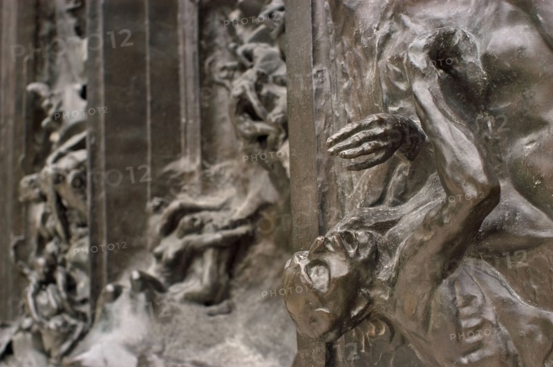 Paris, France. Musee Rodin in Rue de Varenne. Detail of The Gates Of Hell in the museum park