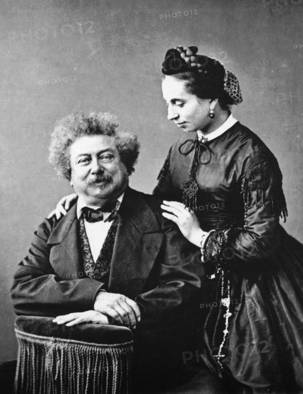 ALEXANDRE DUMAS French writer 1802 to 1870 with wife Marie about 1860. His most famous novel is The Three Musketeers (1844)