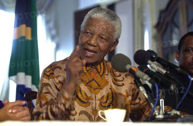 Nelson Mandela speaks during a new conference.