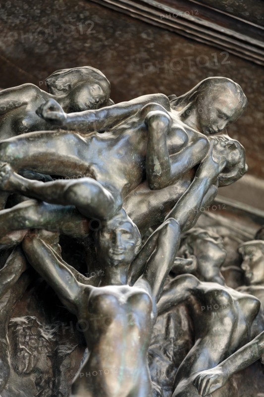Paris - Museum Rodin. The Gates of Hell is a monumental sculptural group work by Rodin that depicts a scene from "The Inferno",  Dante Alighieri's Div