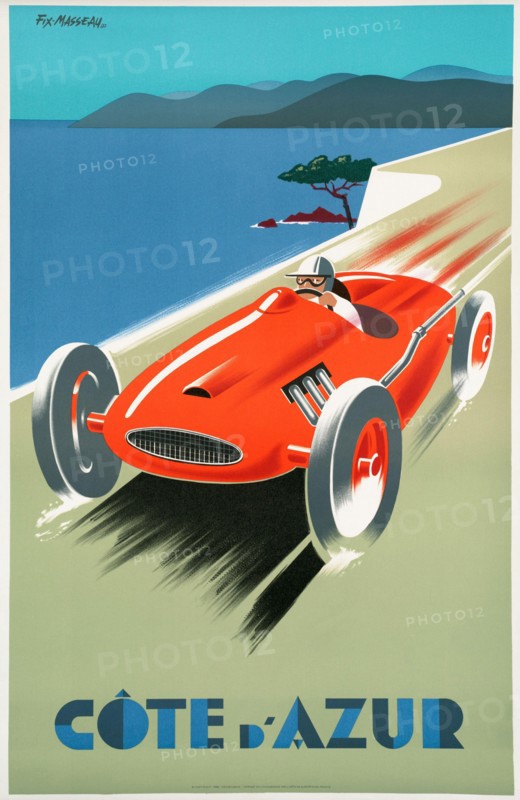 A vintage travel poster for the Côte d'Azur, France