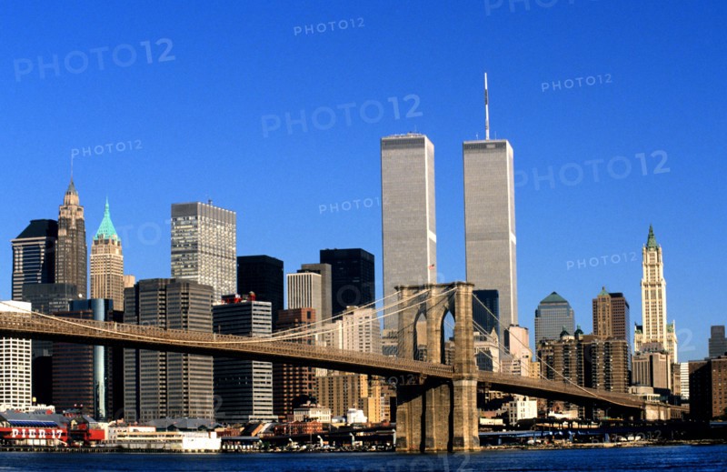 New York Manhattan  twin towers Brooklyn Bridge