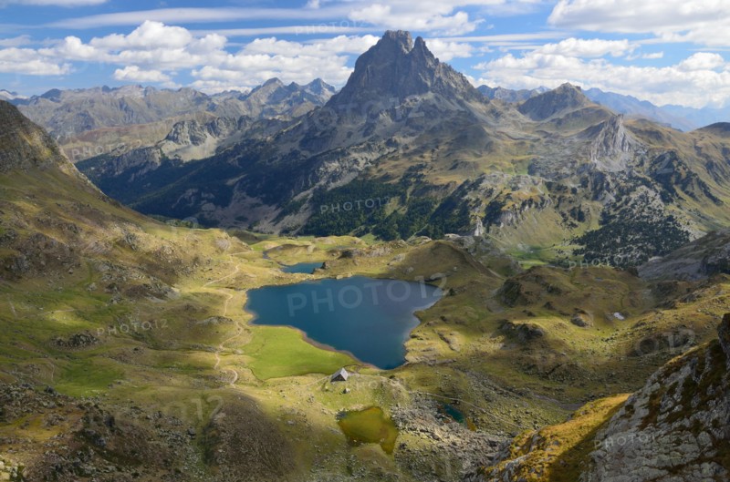 Peak du Midi d'Ossau and the lake Gentau in the Atlantic Pyrenees