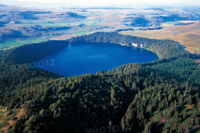 Pavin lake, a crater lake in Puy-de-Dome, Auvergne, France.