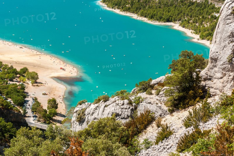 Aerial glimpse of the lake of Sainte Croix in Provence (France)