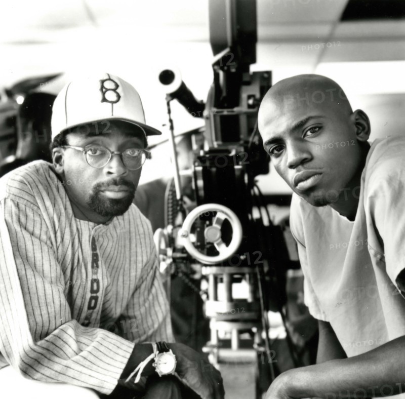 Mekhi Phifer and Director Spike Lee on the set of the movie Clockers, 1995