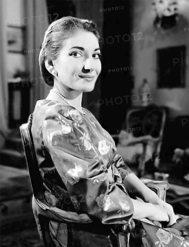 Maria Callas. Portrait of the American born Greek opera singer, Maria Callas (1923-1977), publicity shot from the television talk show "Small World", 1958