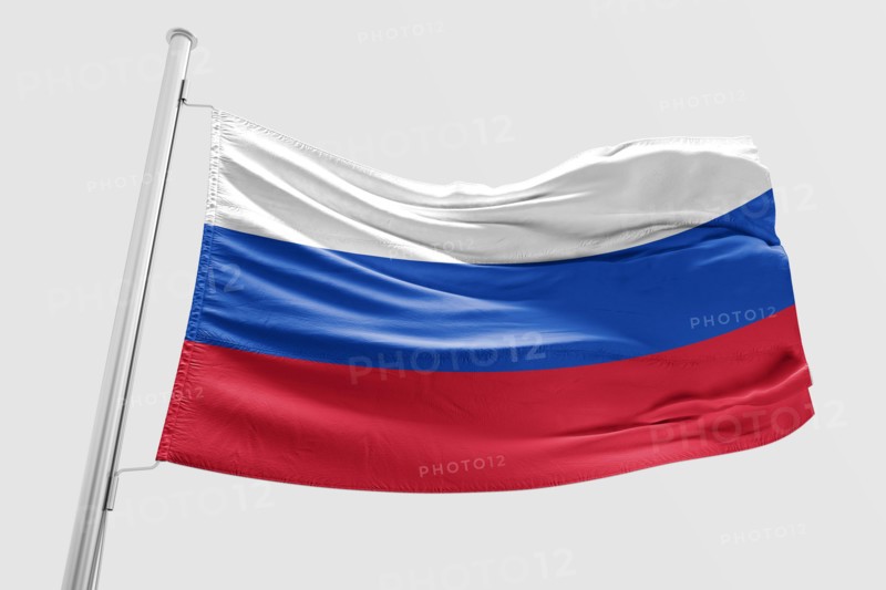 Isolated Russia Flag waving 3d Realistic fabric