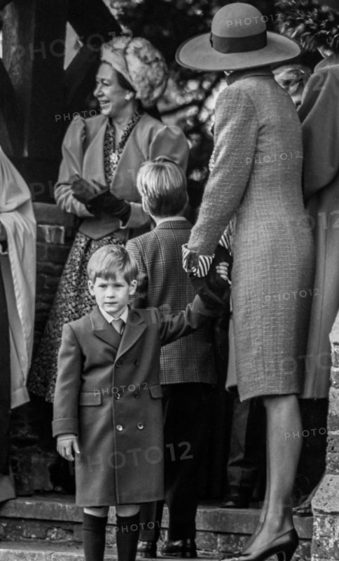 Princess Diana, Prince Harry, Prince William and Princess Margaret at Sandringham