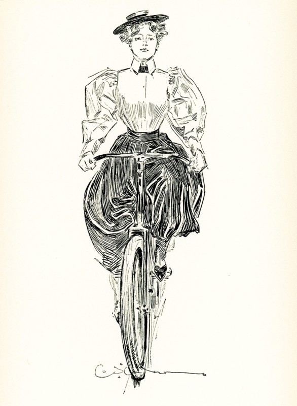 The 1897 caption for this illustration reads: The Wheel of Today— Woman on Bicycle.