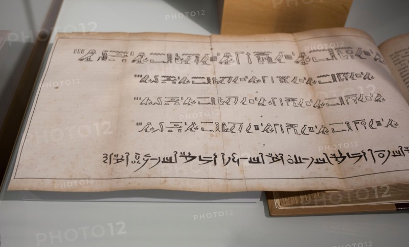 Jean-Francois Champollion book Precis de systeme hyeroglyphique. Paris, 1824. Museum of Ancient Egypt Culture of Barcelona