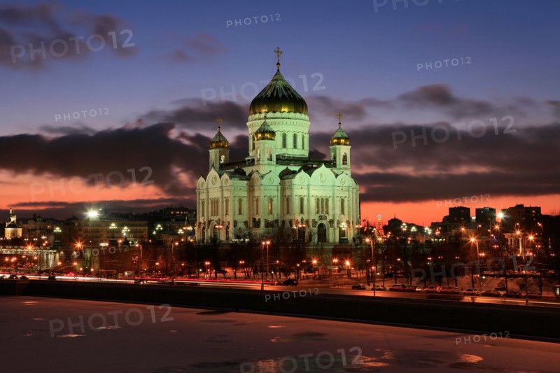 The Cathedral of Christ the Saviour during wintertime in Moscow, Russia