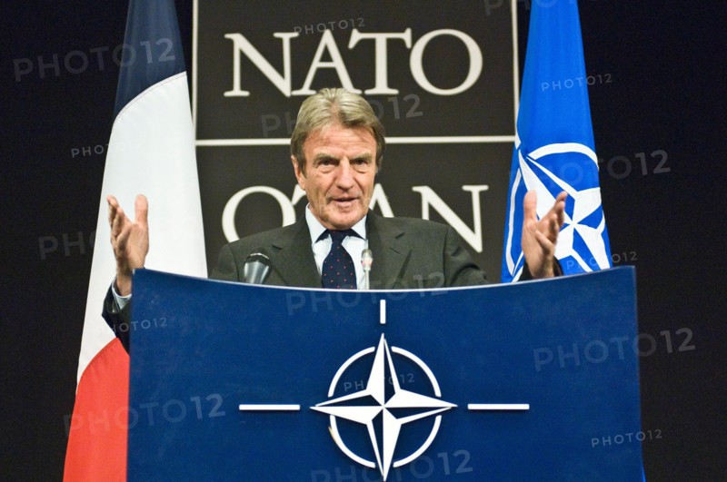 Dec 02, 2008 - Brussels, Belgium - France's Foreign Minister BERNARD KOUCHNER holds a news conference during a NATO foreign ministers meeting at Alliance headquarters in Brussels. NATO foreign ministers met aiming to overcome divisions about the best strategy for dealing with Russia and how to allow former Soviet Georgia and Ukraine to keep working toward membership. (Credit Image: