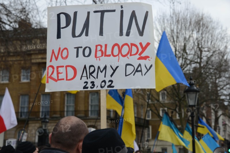 London England, 23th Feb 2014: Ukrainians in London gathered to remember those who died in recent protests in Kiev and to protest against the Russian government's involvement in the recent clashes between protesters and the Ukrainian government. See Li Photo Capital/Alamy Live News