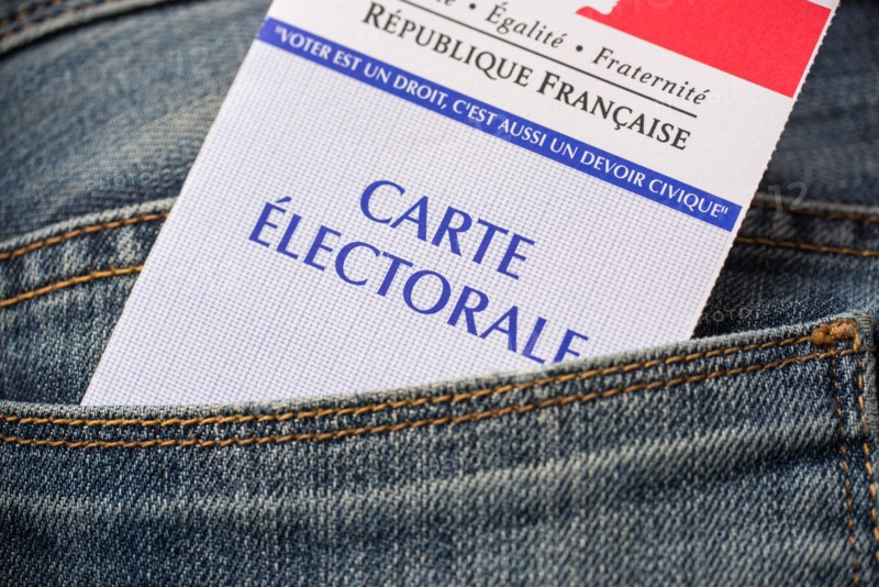 French electoral card in the rear pocket of a jeans, 2017 presidential elections concept