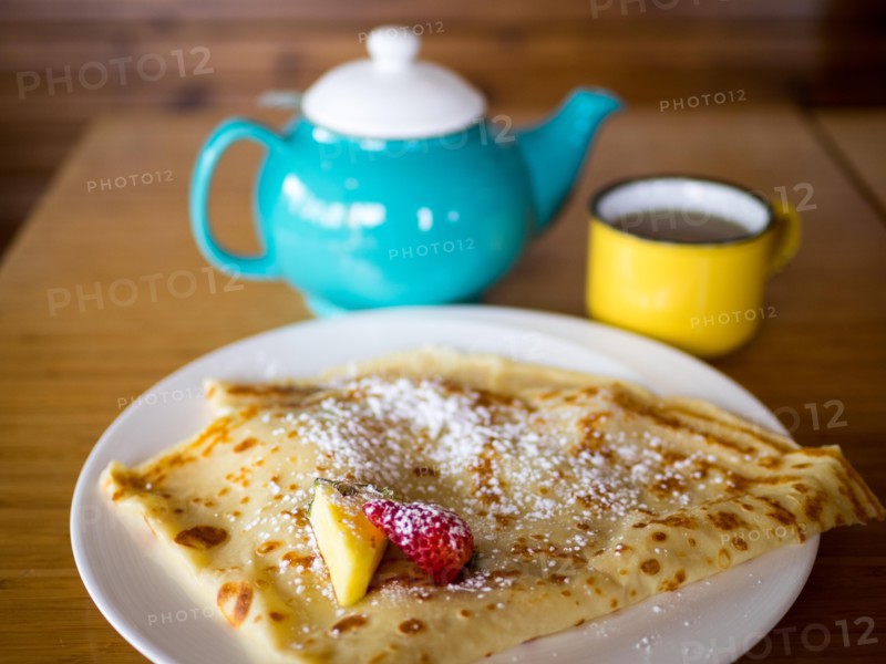Nutella crepes and peppermint tea from the Drift Sidewalk Café and Vista Lounge in Saskatoon, Saskatchewan, Canada.