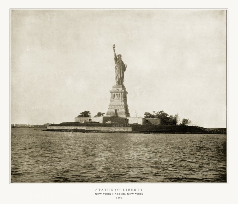 Statue of Liberty, New York Harbor, New York, United States, Antique American Photograph, 1893
