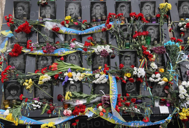 A view of the memorial monument of the Maidan activists who were killed during the 5th anniversary. Euromaidan Revolution or Revolution of Dignity was a wave of demonstrations and civil unrest in Ukraine, which began on the night of 21 November 2013 with public protests at the Independence Square in Kiev, demanding European integration. The protests led to the 2014 Ukrainian revolution and the ouster of President Viktor Yanukovych.