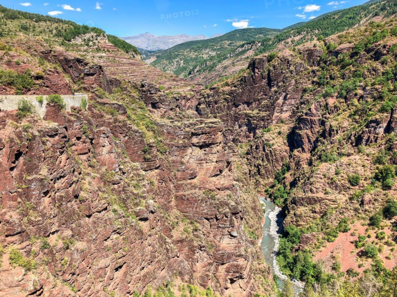 Stunning view of Gorges de Daluis, ancient rock canyon in French Alps, near Guillaumes