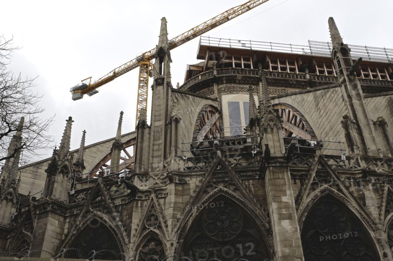 Paris, France. 17th Feb, 2021. NE DAME DE PARIS CATHEDRAL.2 years after the fire of April 16, 2019 to the day, the progress of the restoration work on the cathedral has not been slowed down by the COVID 19 health crisis, despite two lockouts and a curfew at 18 hours. Credit: Pierre Stevenin/ZUMA Wire/Alamy Live News
