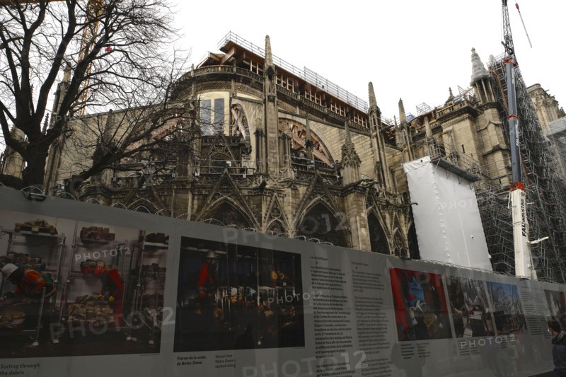 Paris, France. 17th Feb, 2021. NE DAME DE PARIS CATHEDRAL.2 years after the fire of April 16, 2019 to the day, the progress of the restoration work on the cathedral has not been slowed down by the COVID 19 health crisis, despite two lockouts and a curfew at 18 hours. Credit: Pierre Stevenin/ZUMA Wire/Alamy Live News