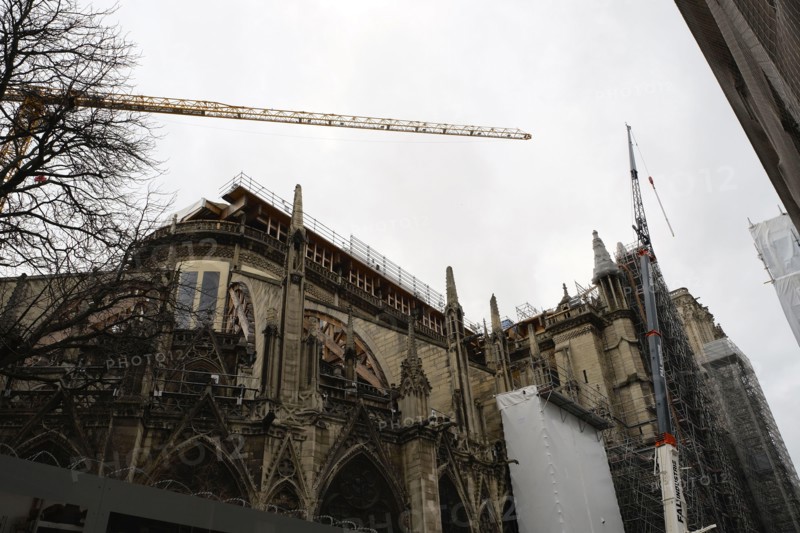 Paris, France. 17th Feb, 2021. NE DAME DE PARIS CATHEDRAL.2 years after the fire of April 16, 2019 to the day, the progress of the restoration work on the cathedral has not been slowed down by the COVID 19 health crisis, despite two lockouts and a curfew at 18 hours. Credit: Pierre Stevenin/ZUMA Wire/Alamy Live News