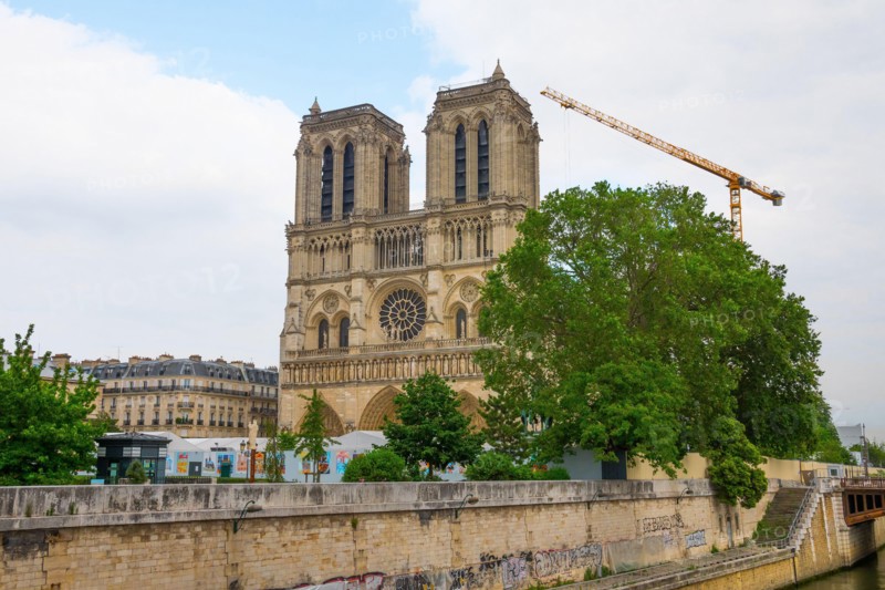 PARIS, FRANCE - Aug 06, 2021: Building Of Notre-Dame de Paris Cathedral In Paris, France Under Restoration After Fire Destruction