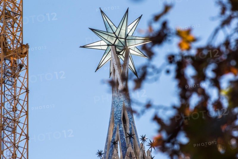 A new star of the Sagrada Familia is seen at the tower of the Virgin Mary.The new star of La Sagrada Familia at the tower of the Virgin Mary will become the second highest column of the Sagrada Familia, after that of Jesus Christ, who must still stand. The new star will be illuminated on the 8th of December, coinciding with the day of the Inmaculada.