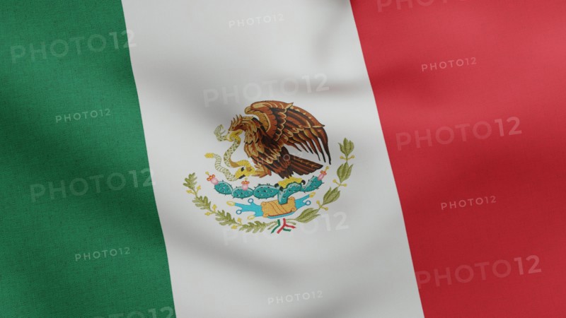National flag of Mexico waving 3D Render, United Mexican States flag textile designed by Agustin de Iturbide and Francisco Eppens Helguera, coat of