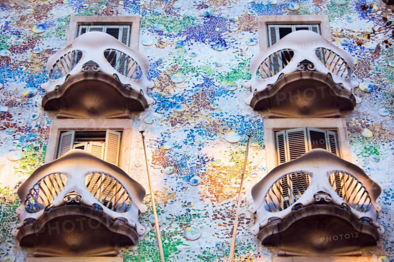 Barcelona, Spain. La Casa de Battlo by Antoni Gaudi.