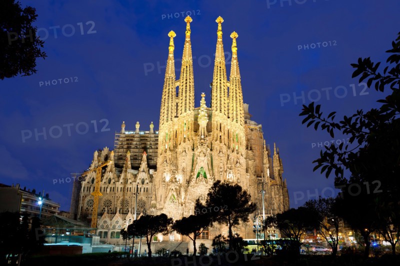 Spain, Catalonia, Barcelona, Sagrada Familia by Architect Antonio Gaudi listed as World Heritage by UNESCO