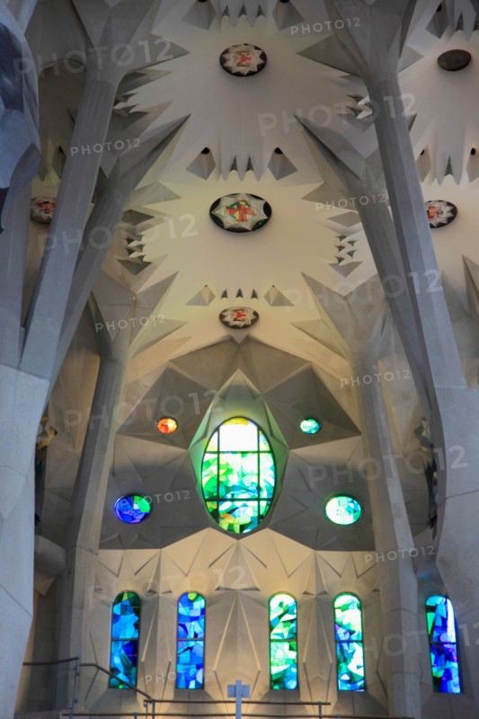 Spain, Catalonia, Barcelona, Sagrada Familia, basilica, interior,