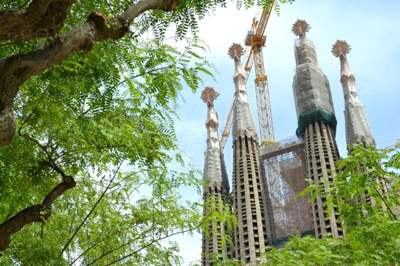 Barcelona, __Spain Gaudi's Sagrada Familia construction crane in the background
