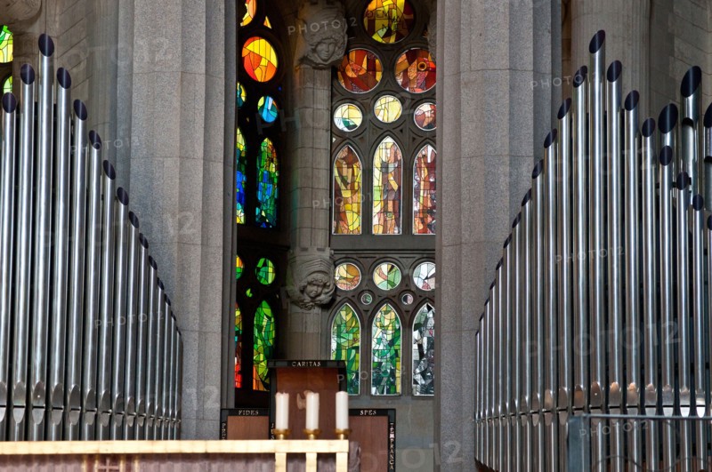 Organ, Sagrada Familia interior, Barcelona, Catalonia, Spain