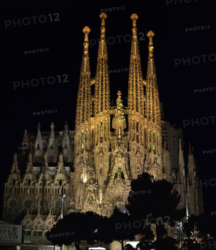 Holy Family Church at night Barcelona Spain