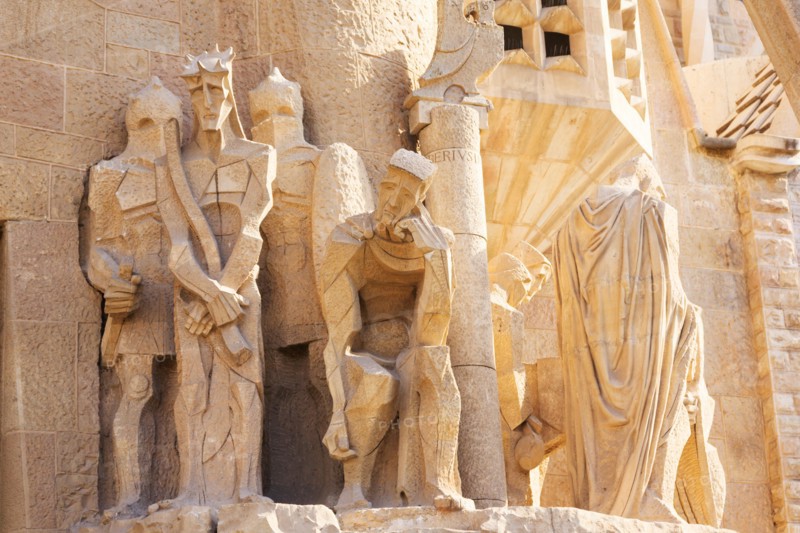 Detail from the Passion Facade of La Sagrada Familia, Barcelona, Catalunya, Spain