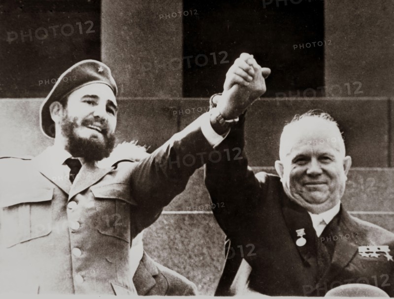 Cuban revolutionary leader FIDEL CASTRO and Soviet Union leader Nikita Sergeyevich Khrushchev .