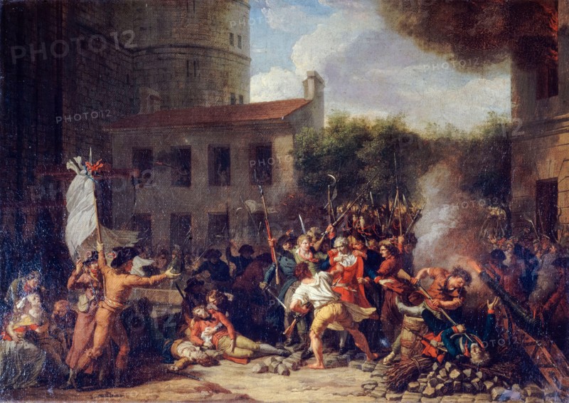 The Storming of the Bastille, July 14th 1789, the arrest of the Marquis de Launay, oil on canvas painting by Charles Thévenin, 1793