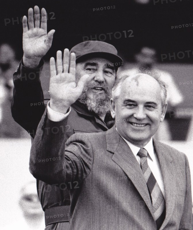 CUBA. LATE PRESIDENT FIDEL CASTRO AND EX PREMIER GORBACHEV IN  HAVANA IN 1989 BEFORE COLLAPSE OF SOVIET UNION
