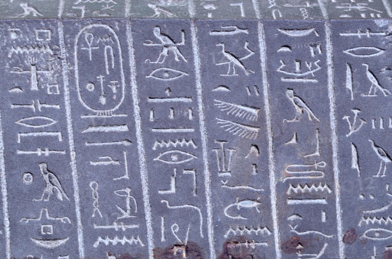 Egyptian hieroglyphs on the Sarcophagus of the 'God's Wife' Ankhnesneferiba. 'Late Period' (664-332 BC) British Museum, Bloomsbury, London, England, U